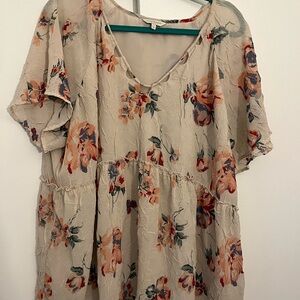 Lucky Brand Beige Floral Blouse